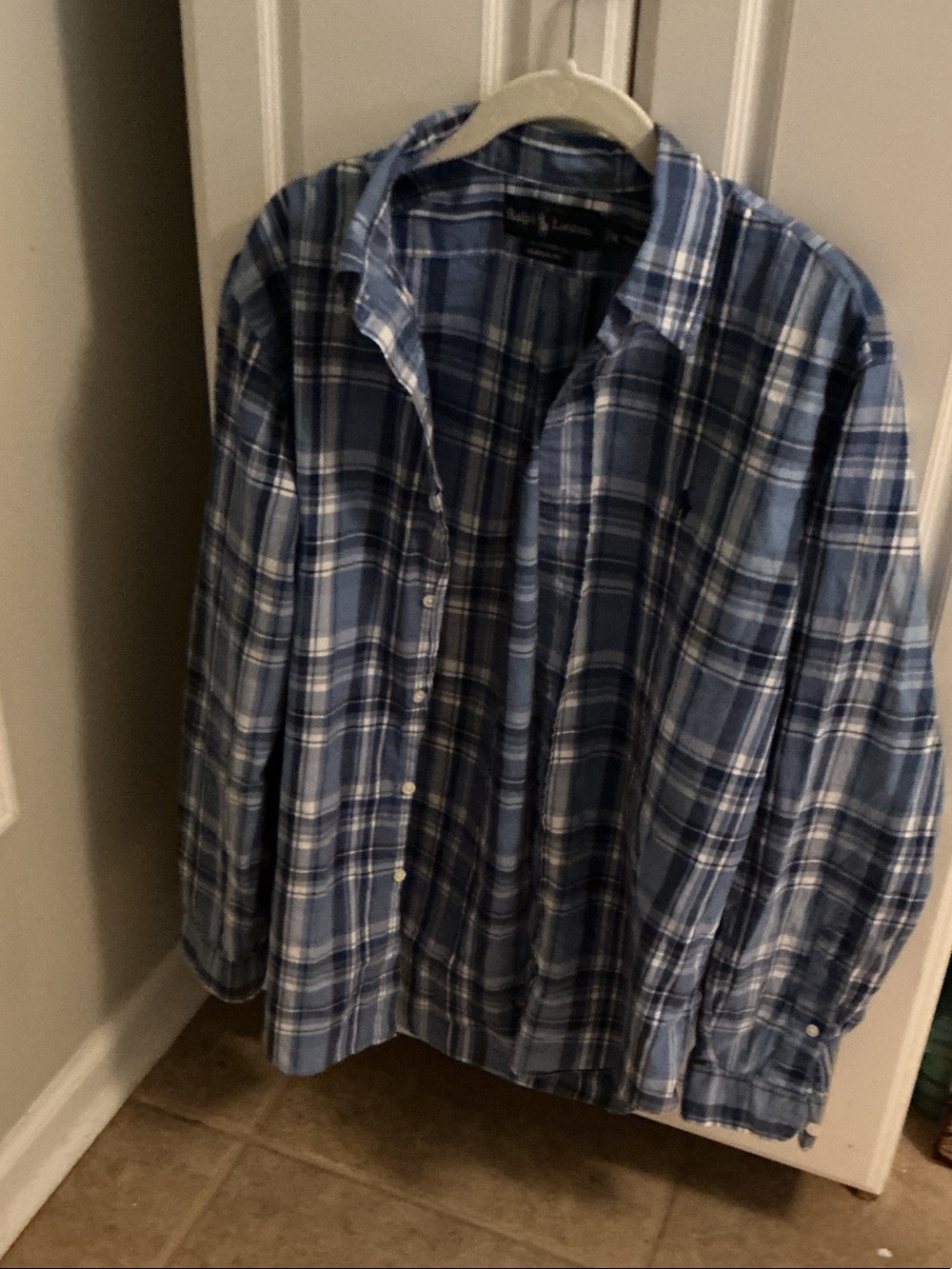 Blue Plaid Button-Up Shirt